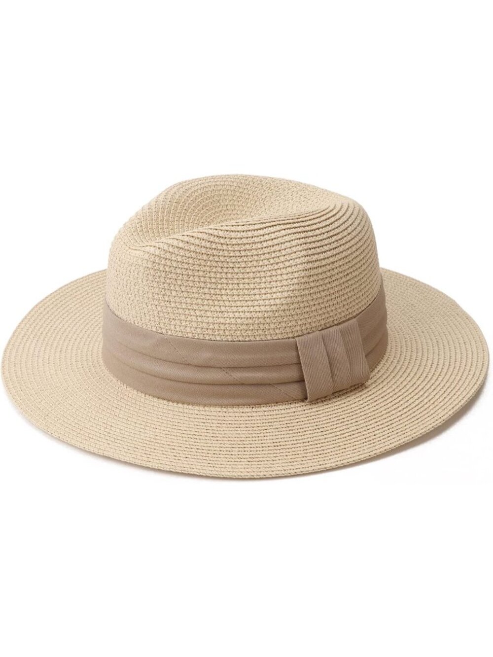 Women Champagne Wide Brim Fedora Beach Straw Roll up Summer Beach Panama Sun Hat
